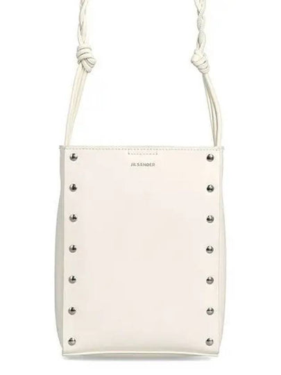 Logo Rivet Tangle Small Leather Cross Bag White - JIL SANDER - BALAAN 2