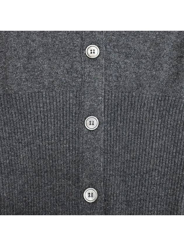 4-Bar V-Neck Cashmere Cardigan Grey - THOM BROWNE - BALAAN 6