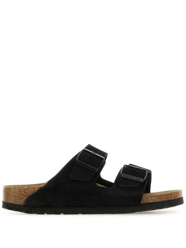 Arizona Suede Leather Slippers Black - BIRKENSTOCK - BALAAN 2