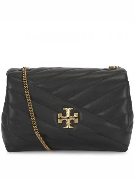 Gold Hardware Kira Chevron Chain Shoulder Bag Black - TORY BURCH - BALAAN 2