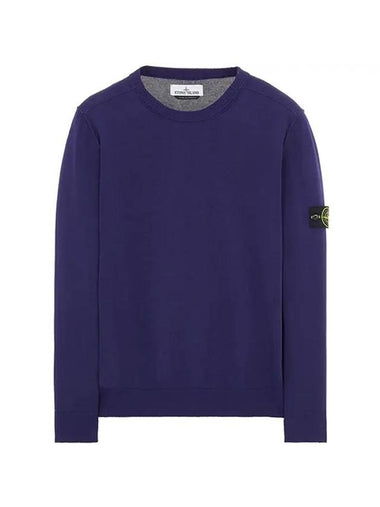 Wappen Patch Crew Neck Soft Cotton Knit Top Dark Blue - STONE ISLAND - BALAAN 1