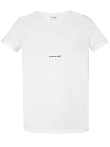 Men's Small Logo Short Sleeve T-Shirt White - SAINT LAURENT - BALAAN 1