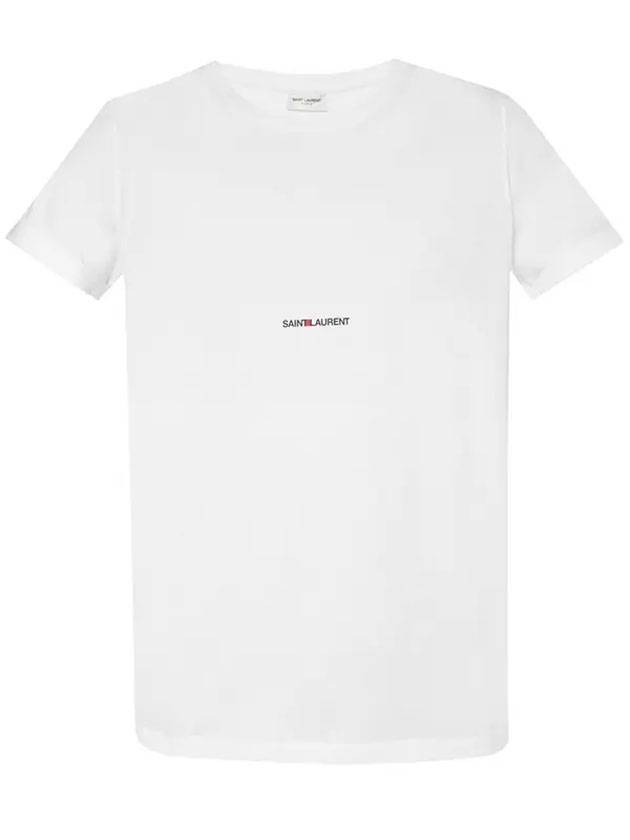 Men's Small Logo Short Sleeve T-Shirt White - SAINT LAURENT - BALAAN.