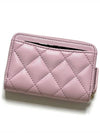 24SS Classic Caviar Zipper Card Wallet Pink AP0216 Kleokdok - CHANEL - BALAAN 3