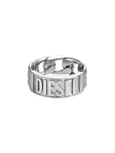 Engraved Logo Stainless Steel Ring Silver - DIESEL - BALAAN 1