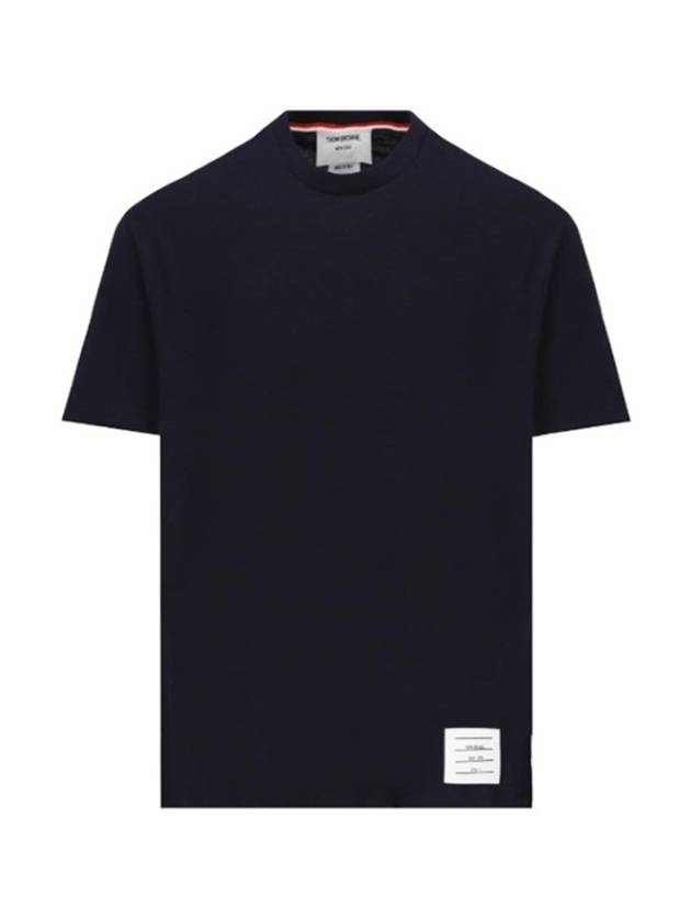 Men's Side Slit Relaxed Short Sleeve T-Shirt Navy - THOM BROWNE - BALAAN 3