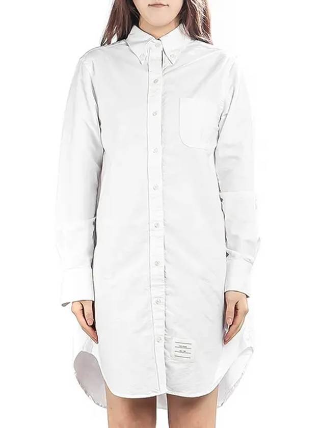 Women's Hidden Oxford Shirt Long Dress White - THOM BROWNE - BALAAN 3