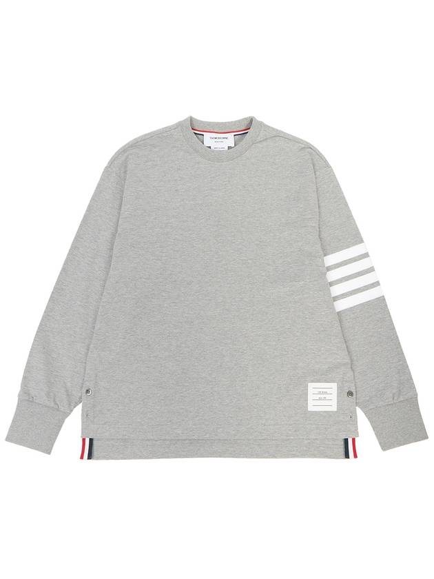 Engineered 4 Bar Medium Weight Jersey Oversized Long Sleeved T-Shirt Light Grey - THOM BROWNE - BALAAN 2