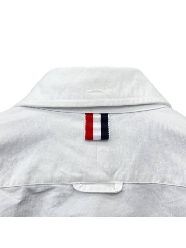 Men's Grosgrain Placket Solid Poplin Long Sleeve Shirt White - THOM BROWNE - BALAAN 5