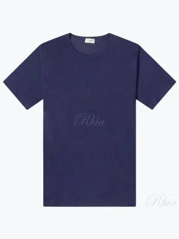 Basic Short Sleeve T-Shirt Blue - SAINT LAURENT - BALAAN 2