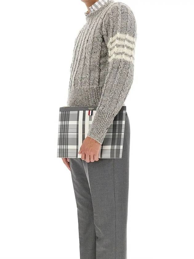 Donegal Twist Cable 4-Bar Classic Crewneck Knit Top Light Grey - THOM BROWNE - BALAAN 2