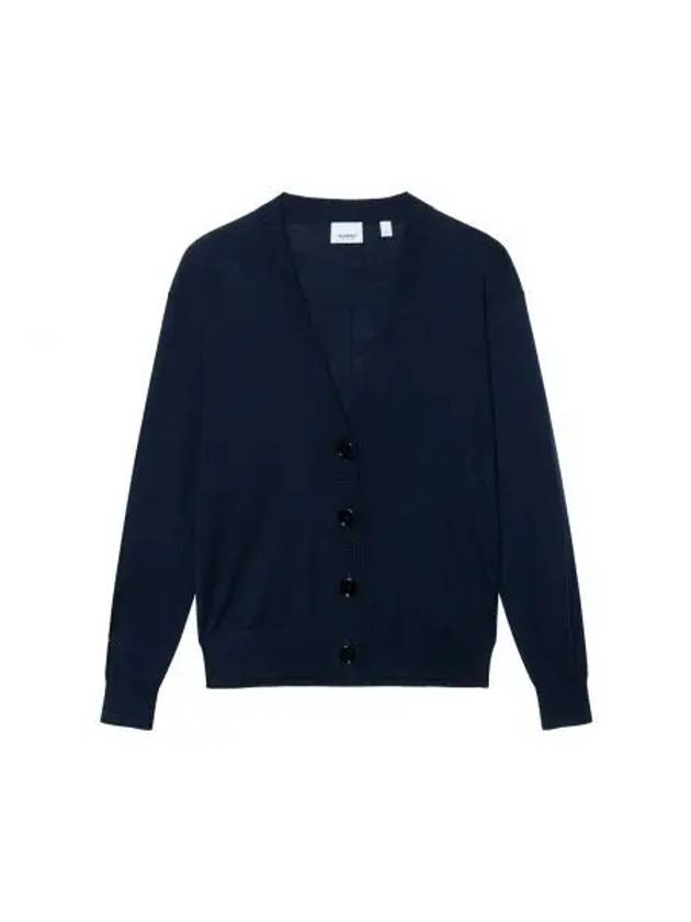 Dornoch Check Patch Wool Cardigan Navy - BURBERRY - BALAAN 2