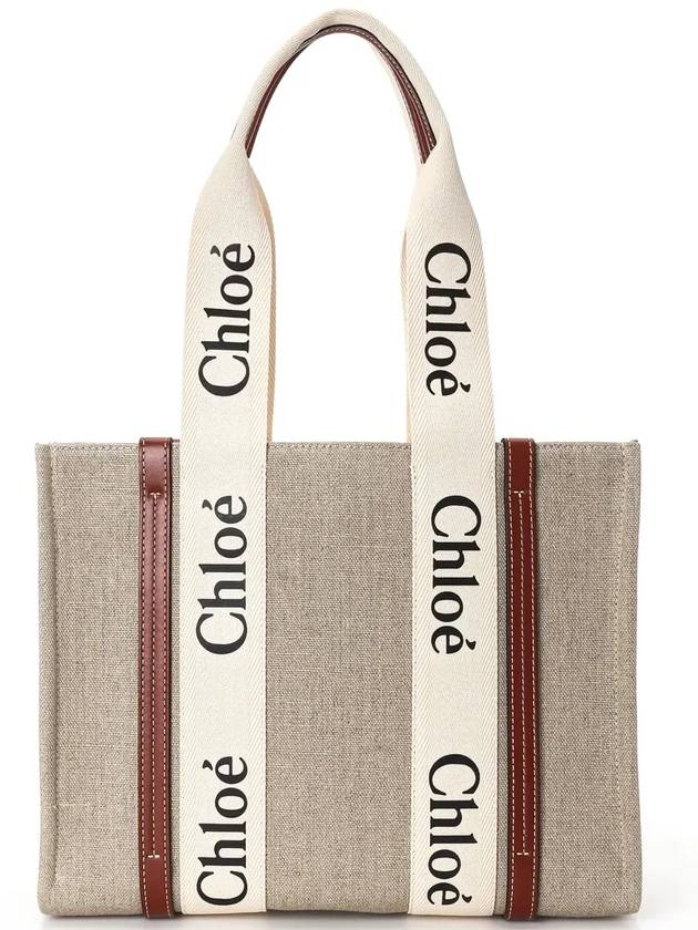 Woody Canvas Medium Tote Bag Brown - CHLOE - BALAAN 2