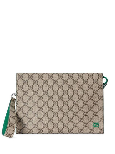 GG Supreme Canvas Clutch Bag Green Beige - GUCCI - BALAAN 1