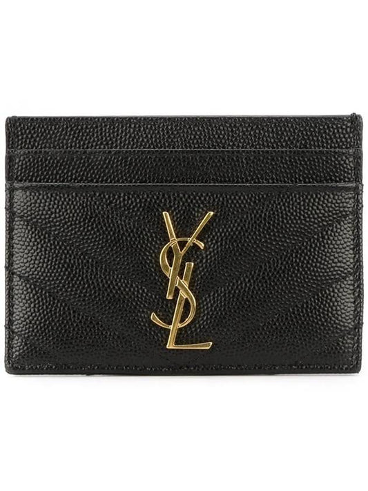 Gold Hardware Matelasse Caviar Leather Card Wallet Black - SAINT LAURENT - BALAAN 2