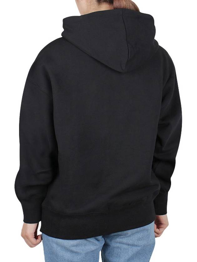 Brushed Logo Print Cotton Hoodie Black - MSGM - BALAAN 5