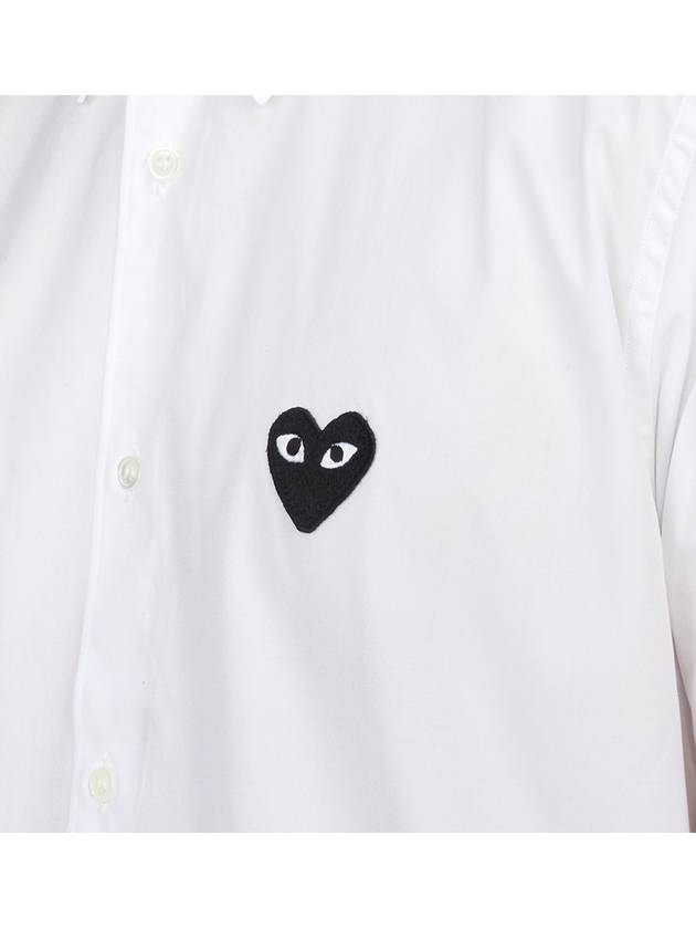 Heart Patch Poplin Long Sleeve Shirt White - COMME DES GARCONS PLAY - BALAAN 7