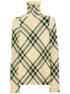 Check Pattern High Neck Knit Top Green - BURBERRY - BALAAN 1