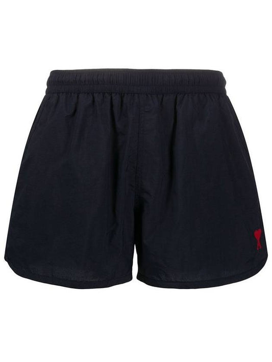 Heart Logo Swim Shorts Navy - AMI - BALAAN 1