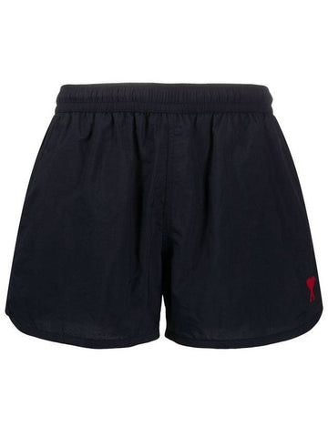 Heart Logo Swim Shorts Navy - AMI - BALAAN 1