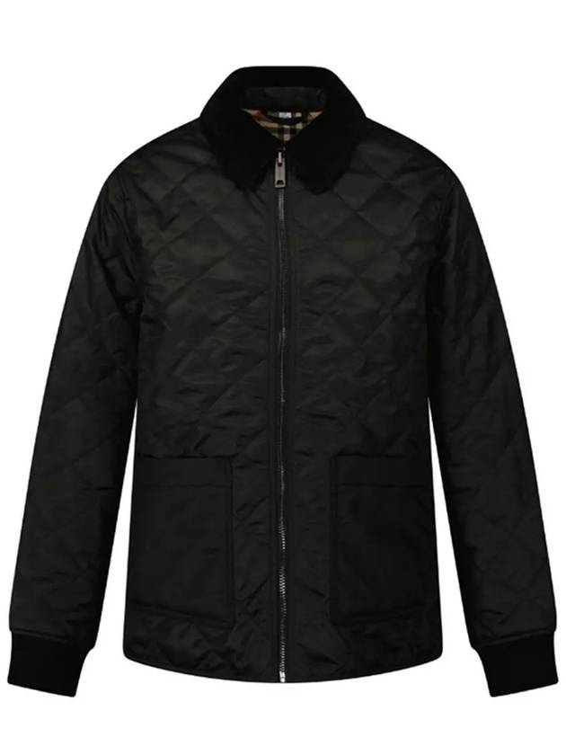 Kids Corduroy Collar Diamond Quilted Jacket Black - BURBERRY - BALAAN 3