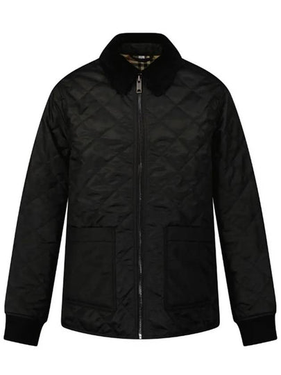 Kids Corduroy Collar Diamond Quilted Jacket Black - BURBERRY - BALAAN 2