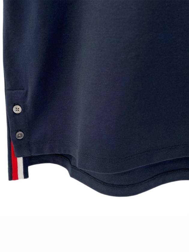 Men's Medium Weight Jersey Tipped Pocket Crewneck Short Short Sleeve T-Shirt Navy - THOM BROWNE - BALAAN 5