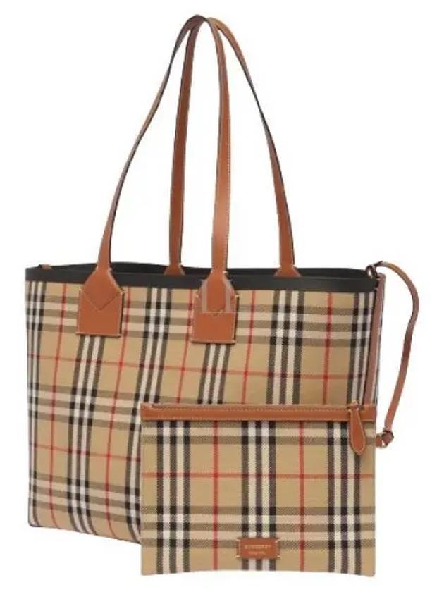 London Check Medium Cotton Tote Bag Archives Beige - BURBERRY - BALAAN 2