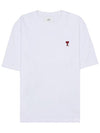 Small Heart Logo Boxy Fit Short Sleeve T-Shirt White - AMI - BALAAN 11