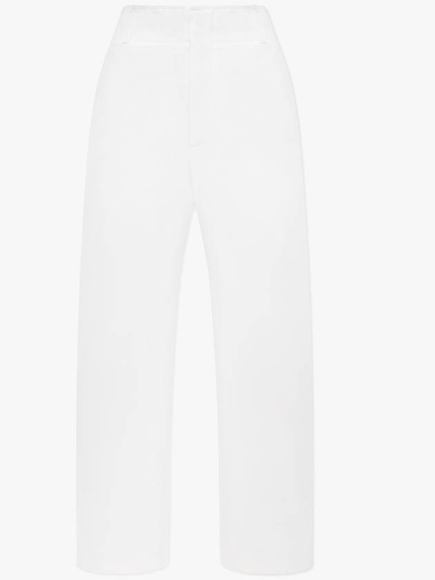 Compact Cotton Trousers Straight Pants White - BOTTEGA VENETA - BALAAN 2