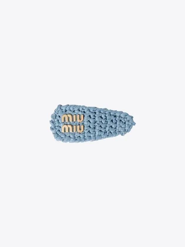 Woven Fabric Hair Clip Light Blue - MIU MIU - BALAAN 2