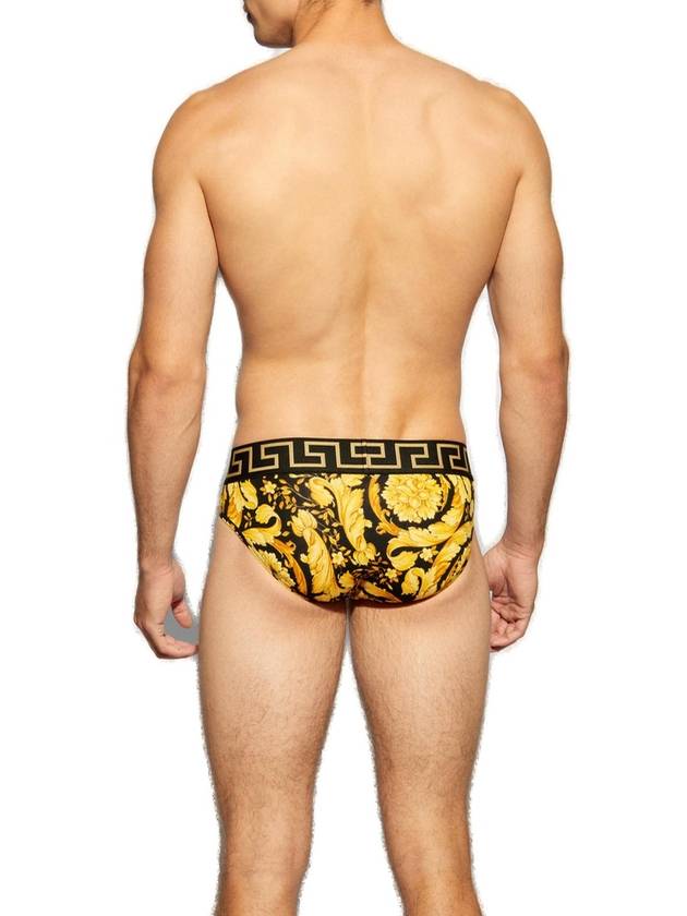 Men's Greca Border Barocco Print Briefs Yellow - VERSACE - BALAAN 4