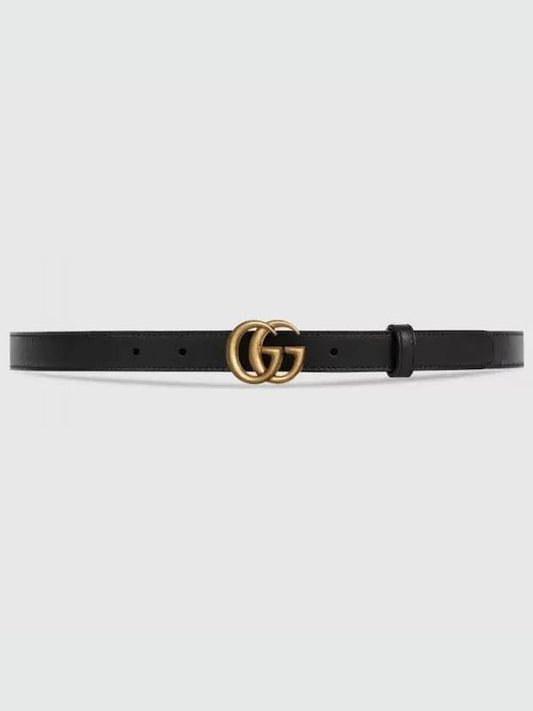 GG Marmont Double Buckle Thin Belt Black - GUCCI - BALAAN 2