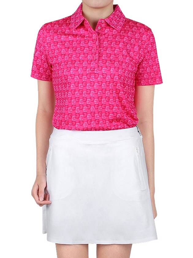 Women's Mini GS Jersey Short Sleeve Polo Shirt Pink - G/FORE - BALAAN 3