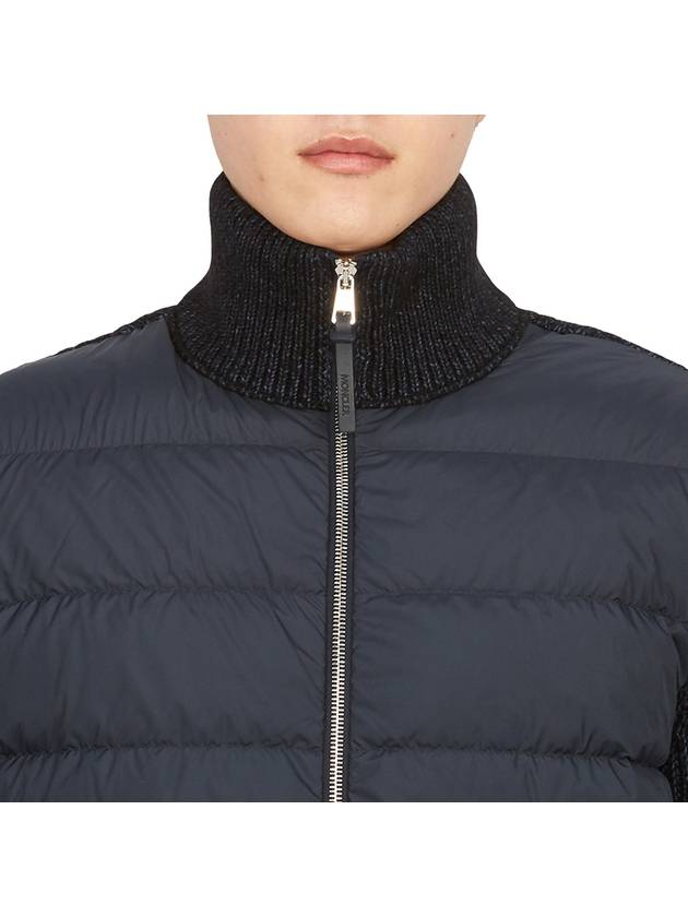 Padded Wool Blend Cardigan Navy - MONCLER - BALAAN 8