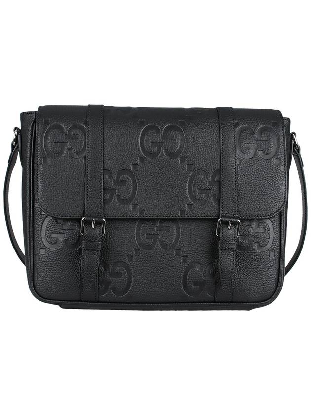 Jumbo GG Medium Leather Messenger Bag Black - GUCCI - BALAAN 3