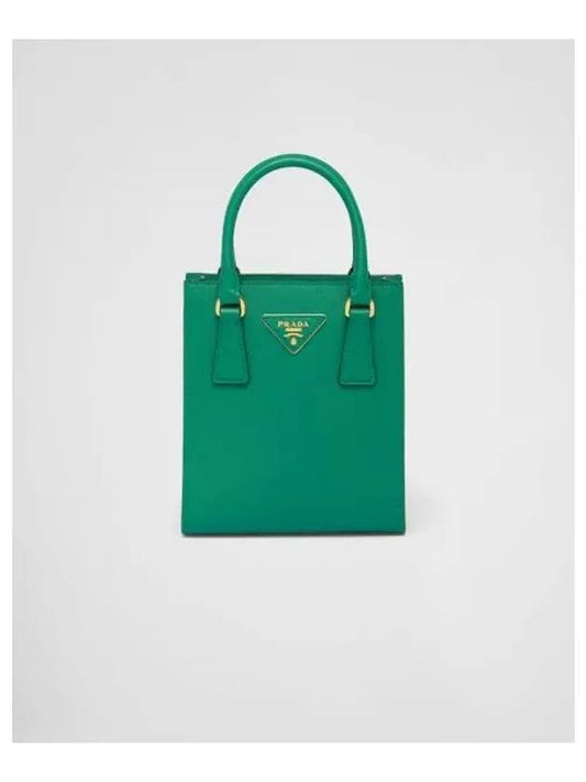 Triangular Logo Saffiano Leather Tote Bag Green - PRADA - BALAAN 2