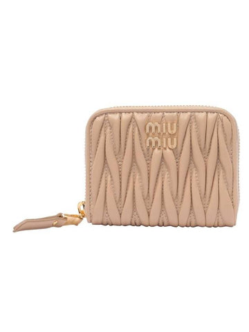 Matelasse Nappa Leather Coin Wallet Sand Beige - MIU MIU - BALAAN 1