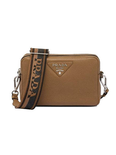 Medium Leather Cross Bag Caramel - PRADA - BALAAN 1