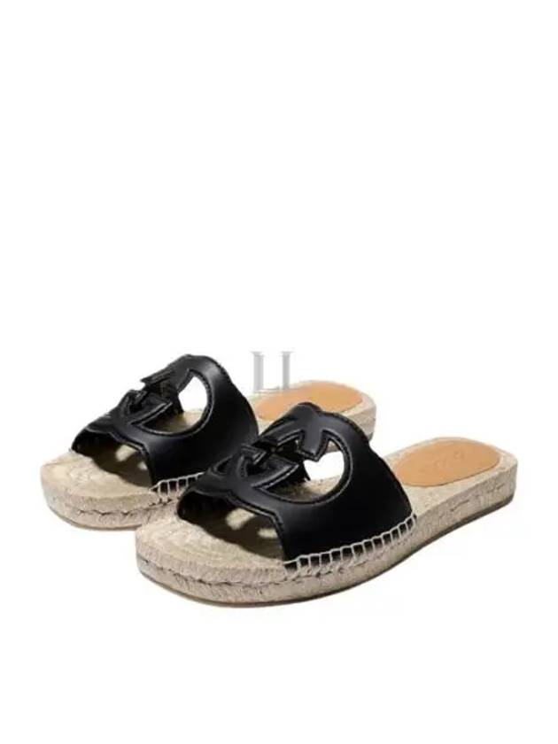 Interlocking G Cutout Slide Slippers Black - GUCCI - BALAAN 2