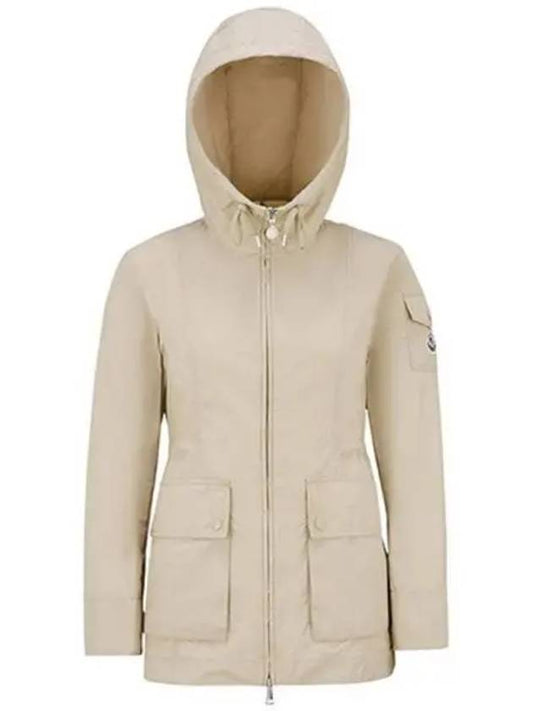 1A00133 549P3 20J LEANDRO Logo Patch Hooded Jacket Beige Women s TJ 271769 - MONCLER - BALAAN 1