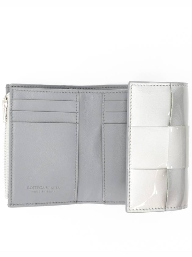 Women s Patent Weaving Intrecciato 3 fold Wallet Silver 651372V1GQ28103 - BOTTEGA VENETA - BALAAN 5