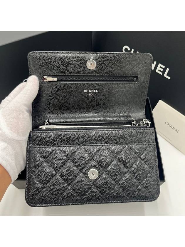 Classic Crossbag On Chain Grained Calfskin & Silver Black - CHANEL - BALAAN 6