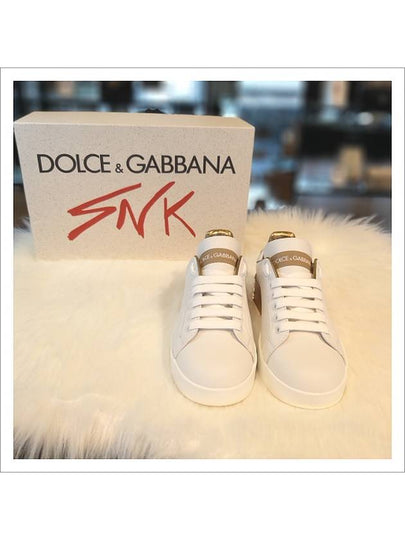 Metallic Logo Low Top Sneakers White - DOLCE&GABBANA - BALAAN 2