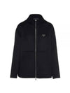 Triangle Logo Cashmere Zip Up Hoodie Black - PRADA - BALAAN 2