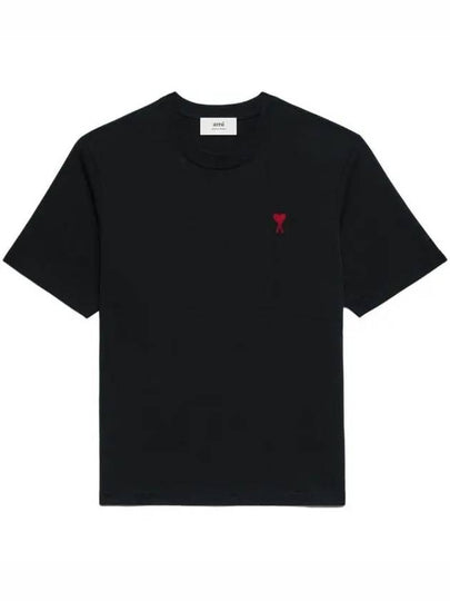 Small Heart Logo Boxy Fit Short Sleeve T-Shirt Black - AMI - BALAAN 2