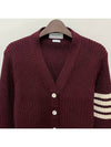 4 Bar Cable Wool Crop Cardigan Red - THOM BROWNE - BALAAN 4