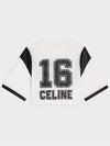 Women's 16 Print Jersey Mesh Crop Short Sleeve T-Shirt Black White - CELINE - BALAAN 3