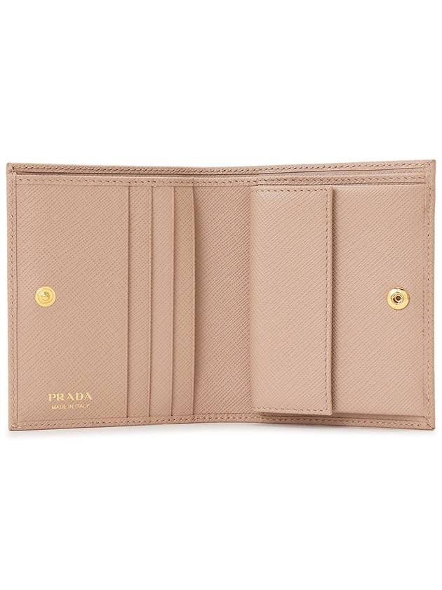 Saffiano Metal Logo Gold Fold Wallet Pink - PRADA - BALAAN 5