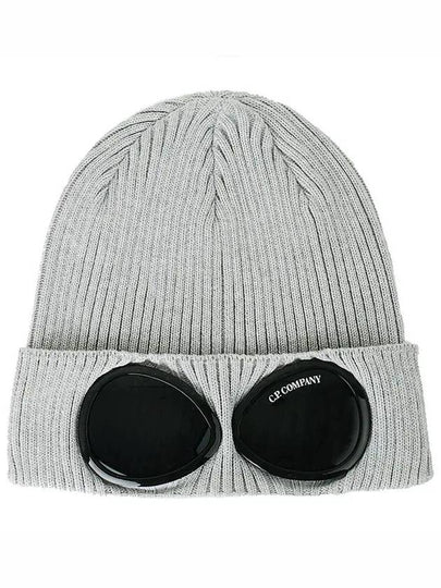 Goggle Detail Merino Wool Beanie Grey Melange - CP COMPANY - BALAAN 2